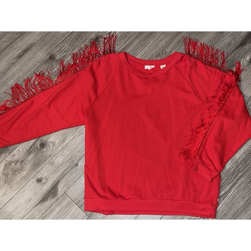 Levi's Reese‎ crewneck fringe red women's sweater size XL